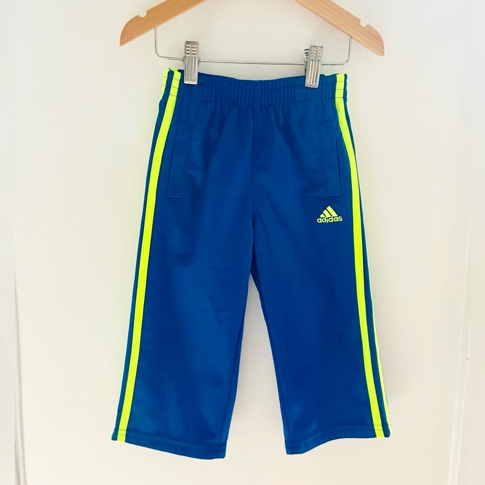 NEW Adidas Unisex Track Pants, Iconic Side Stripes, Bright Blue & Lime Green